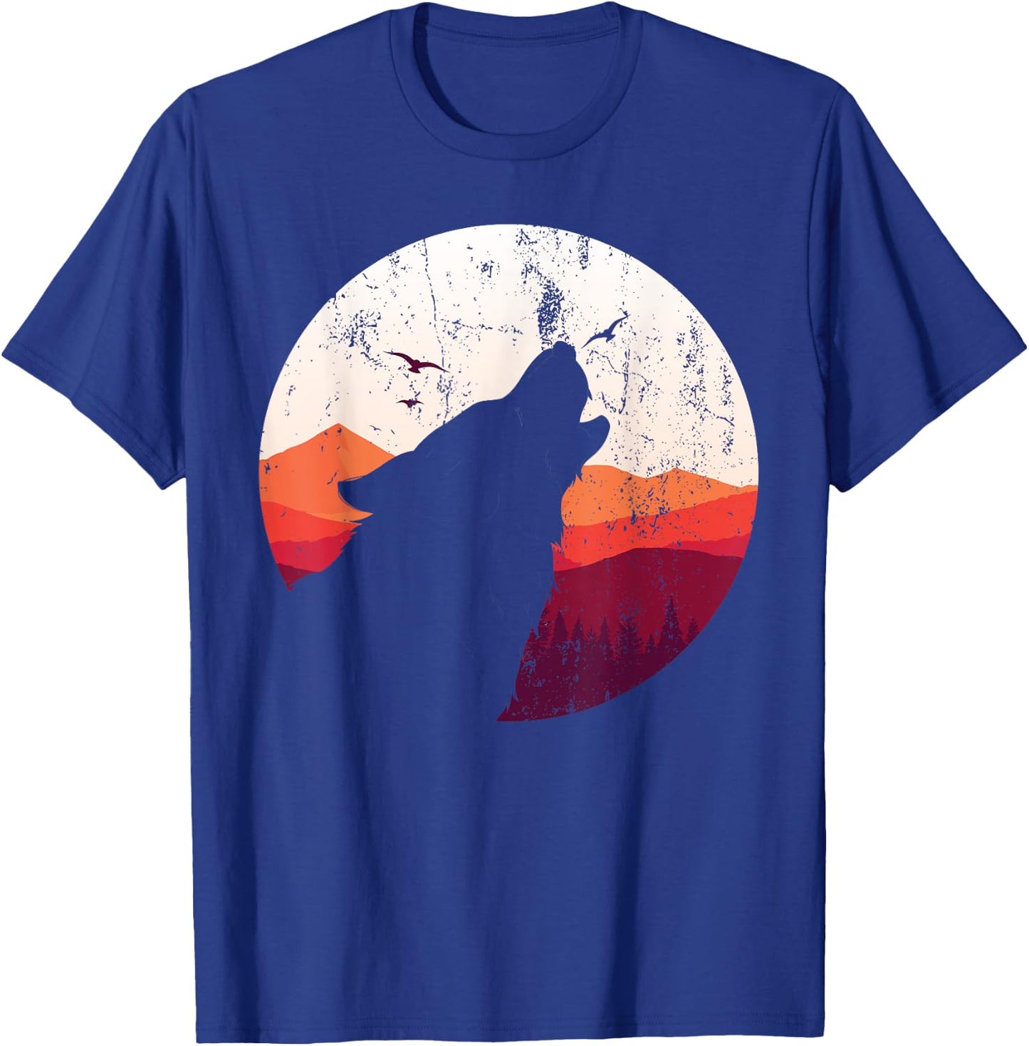 Predator Animal Howling Wolf Lover Full Moon Wolf T-Shirt - T-Shirt | Royal