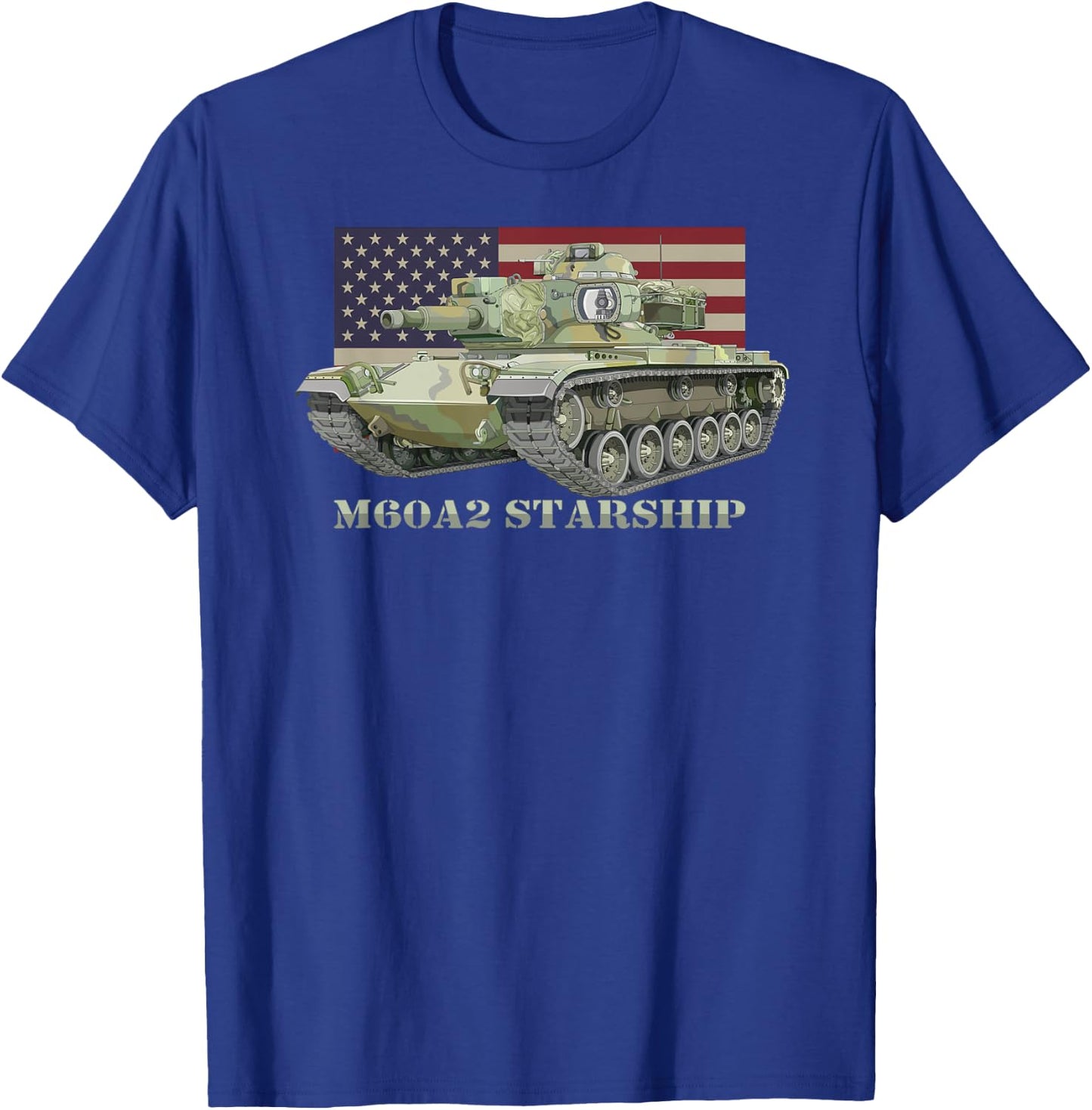 M60A2 Starship Main Battle Tank Diagram American Flag T-Shirt - T-Shirt | Royal
