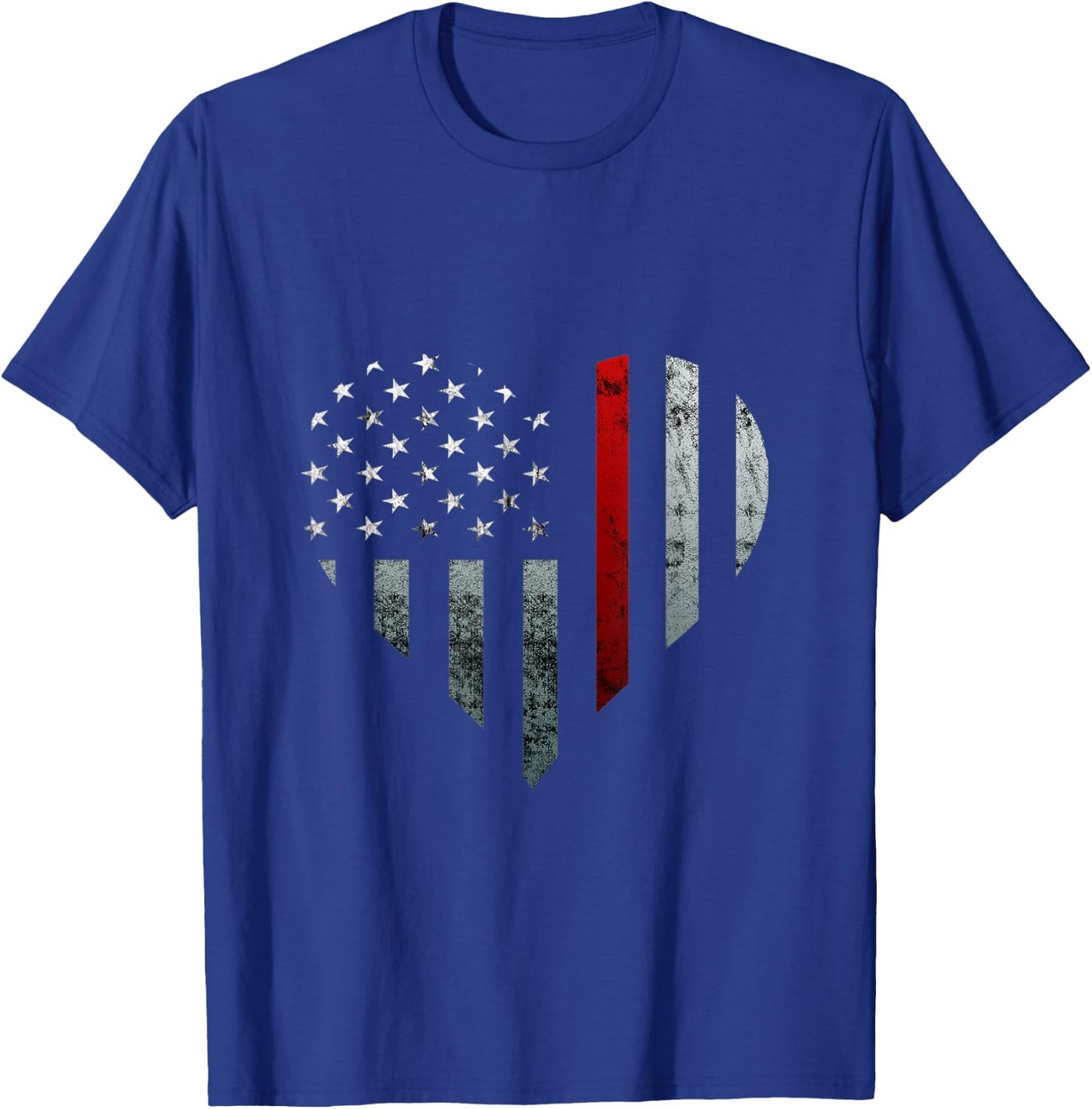 Fireman Thin Heart Firefighter American Flag T-Shirt - T-Shirt | Royal