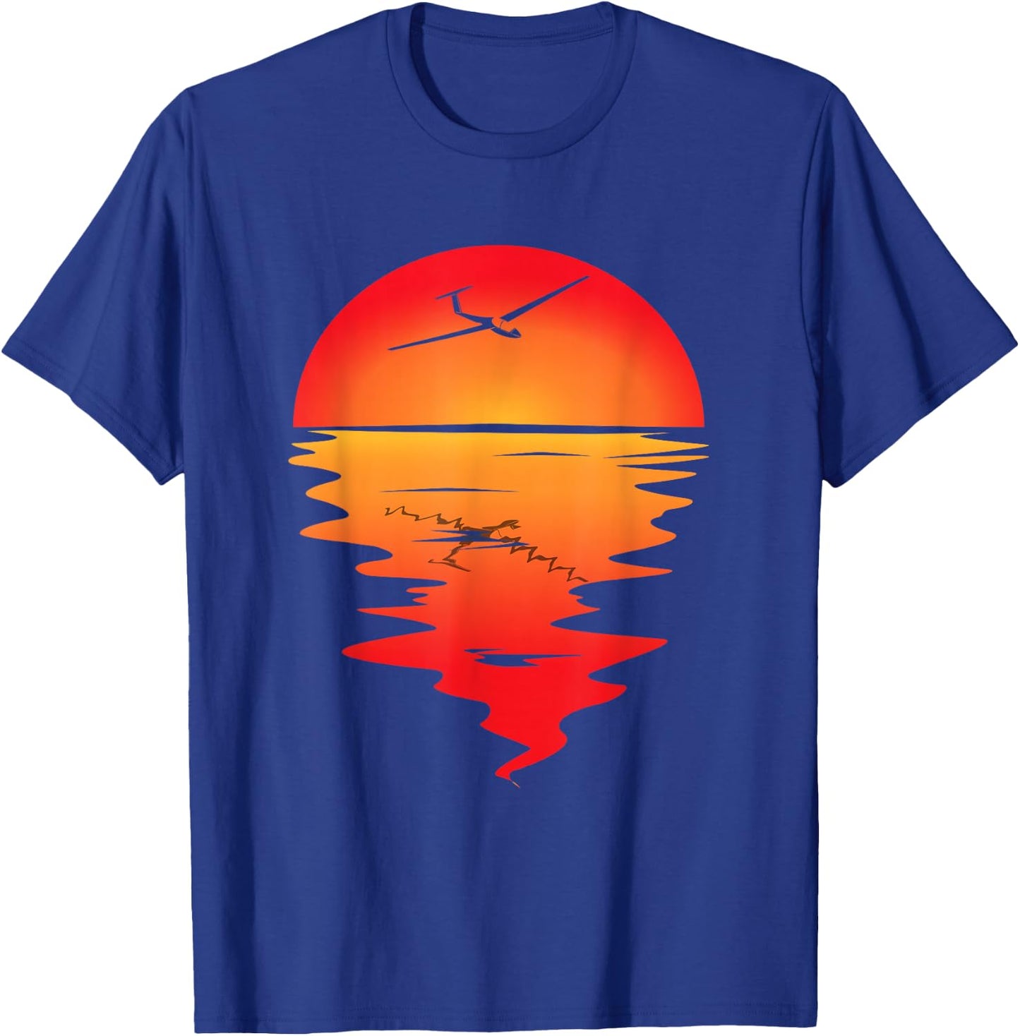 Sailplane Vintage Sunset Gliding Pilot Aviation Airplane T-Shirt - T-Shirt | Royal