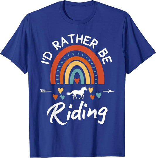 I'd Rather Be Riding Horse Horseback Rider Equestrian Kids T-Shirt - T-Shirt | Royal