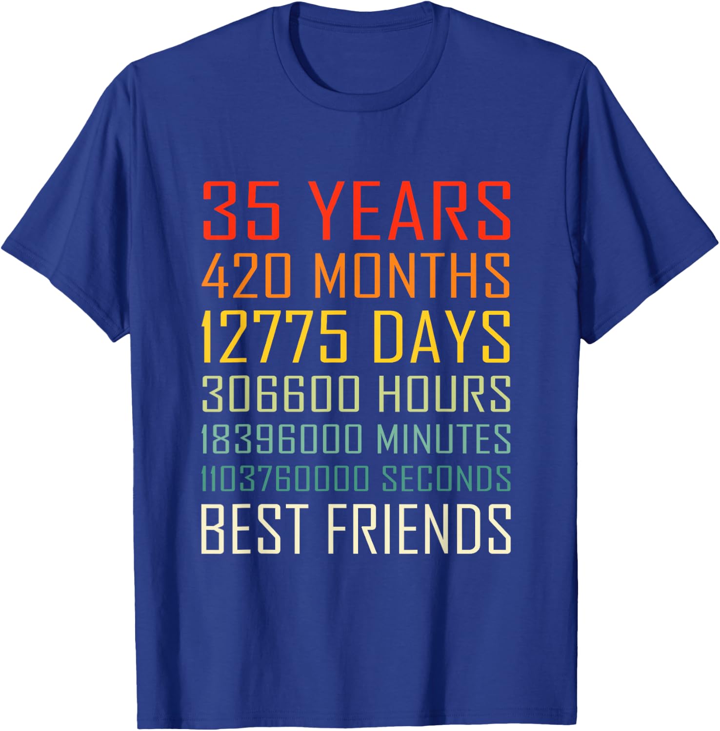 Best Friends Vintage 35 Years Friendship Anniversary T-Shirt - T-Shirt | Royal