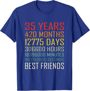 Best Friends Vintage 35 Years Friendship Anniversary T-Shirt - T-Shirt | Royal