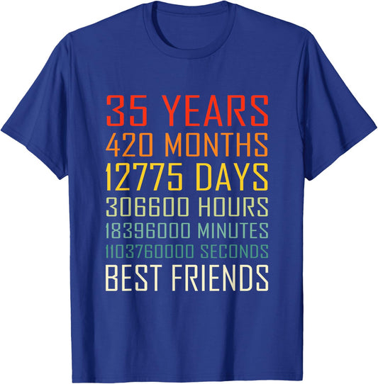 Best Friends Vintage 35 Years Friendship Anniversary T-Shirt - T-Shirt | Royal