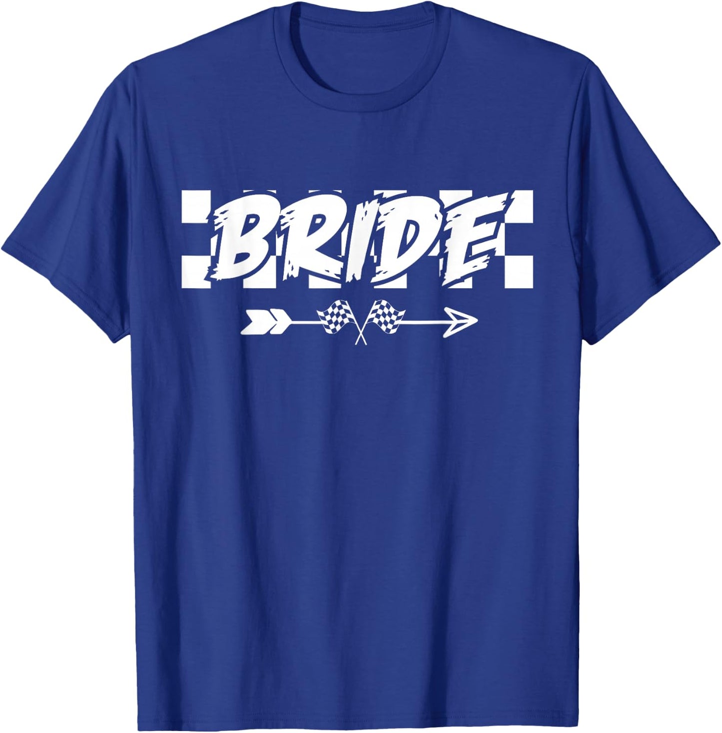 Bride Checkered Flag Racing Wedding T-Shirt - T-Shirt | Royal