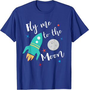 Fly Me To The Moon - cute outer space lover for kids T-Shirt - T-Shirt | Royal