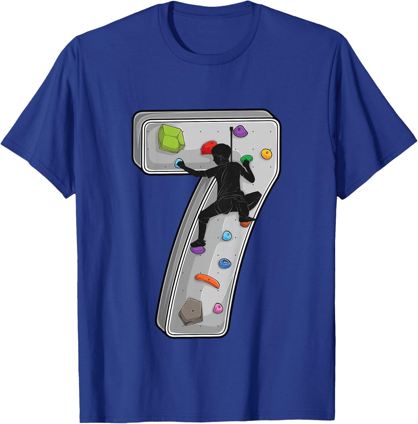 Kids 7 year old rock climbing 7th birthday Adventures Climber T-Shirt - T-Shirt | Royal