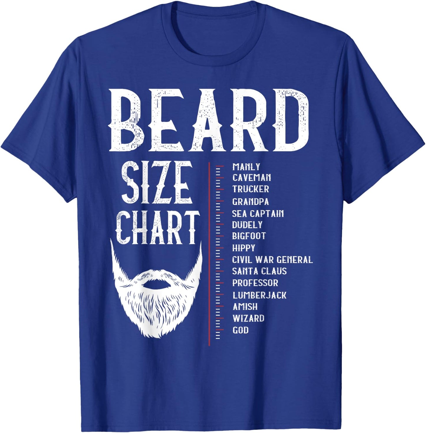 Beard Measurement Chart Shirt, Beard Length Growth Chart T-Shirt - T-Shirt | Royal