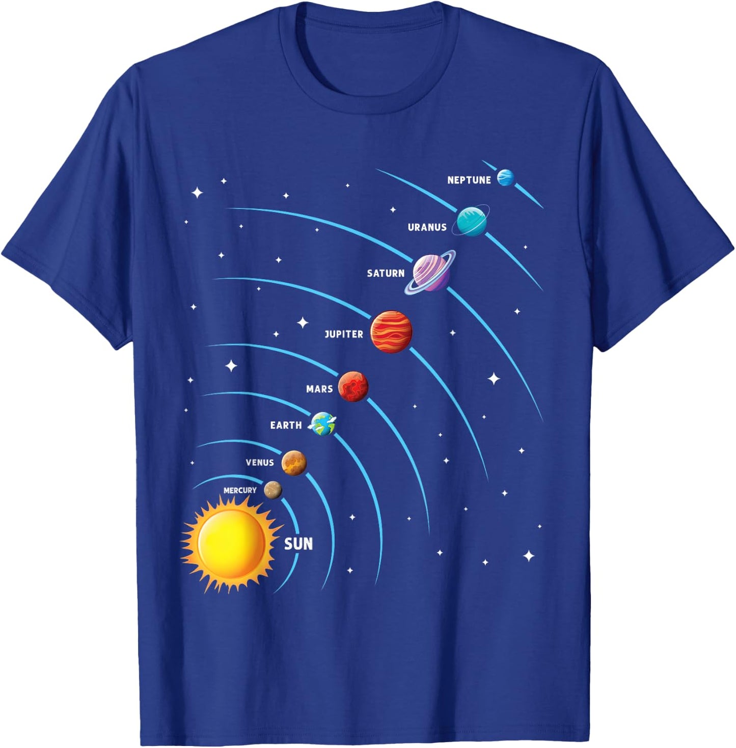 Solar System Colorful Space Planets Educational Kids T-Shirt - T-Shirt | Royal