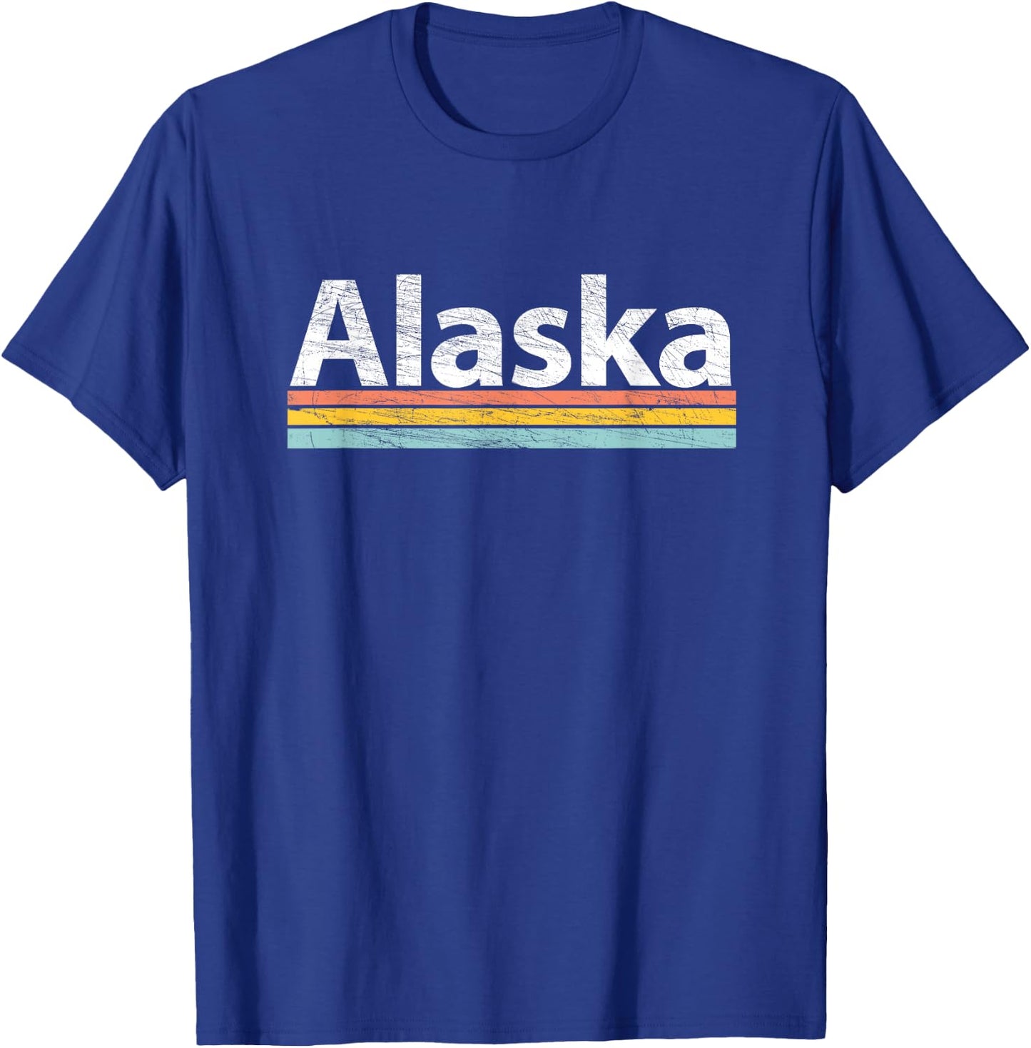 ALASKA - Vintage / Worn Design Retro Stripes - Classic T-Shirt - T-Shirt | Royal