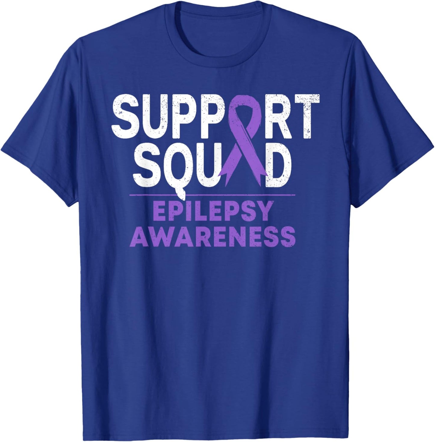 Support Squad Epilepsy Awareness Month Family Purple Ribbon T-Shirt - T-Shirt | Royal