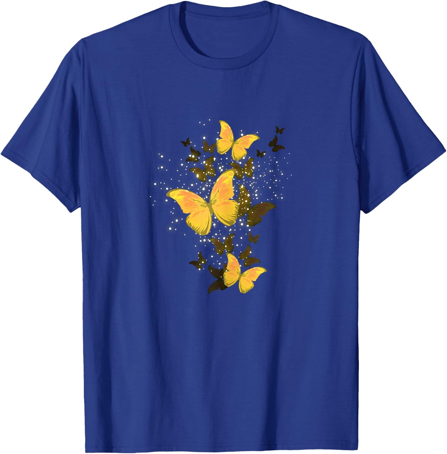Golden Butterfly Glitters Flying Insect Animal Girls Gift T-Shirt - T-Shirt | Royal