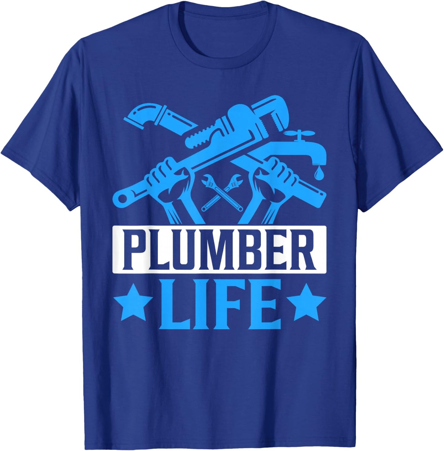 Plumbing I Steamfitter I Pipefitter Plumber Life I Plumber - Men's Classic Fit Black Short Sleeve Cotton Blend - Small T-Shirt - T-Shirt | Royal