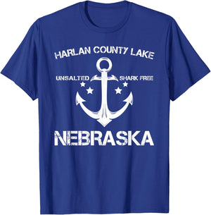 HARLAN COUNTY LAKE NEBRASKA Funny Fishing Camping Gift T-Shirt - T-Shirt | Royal