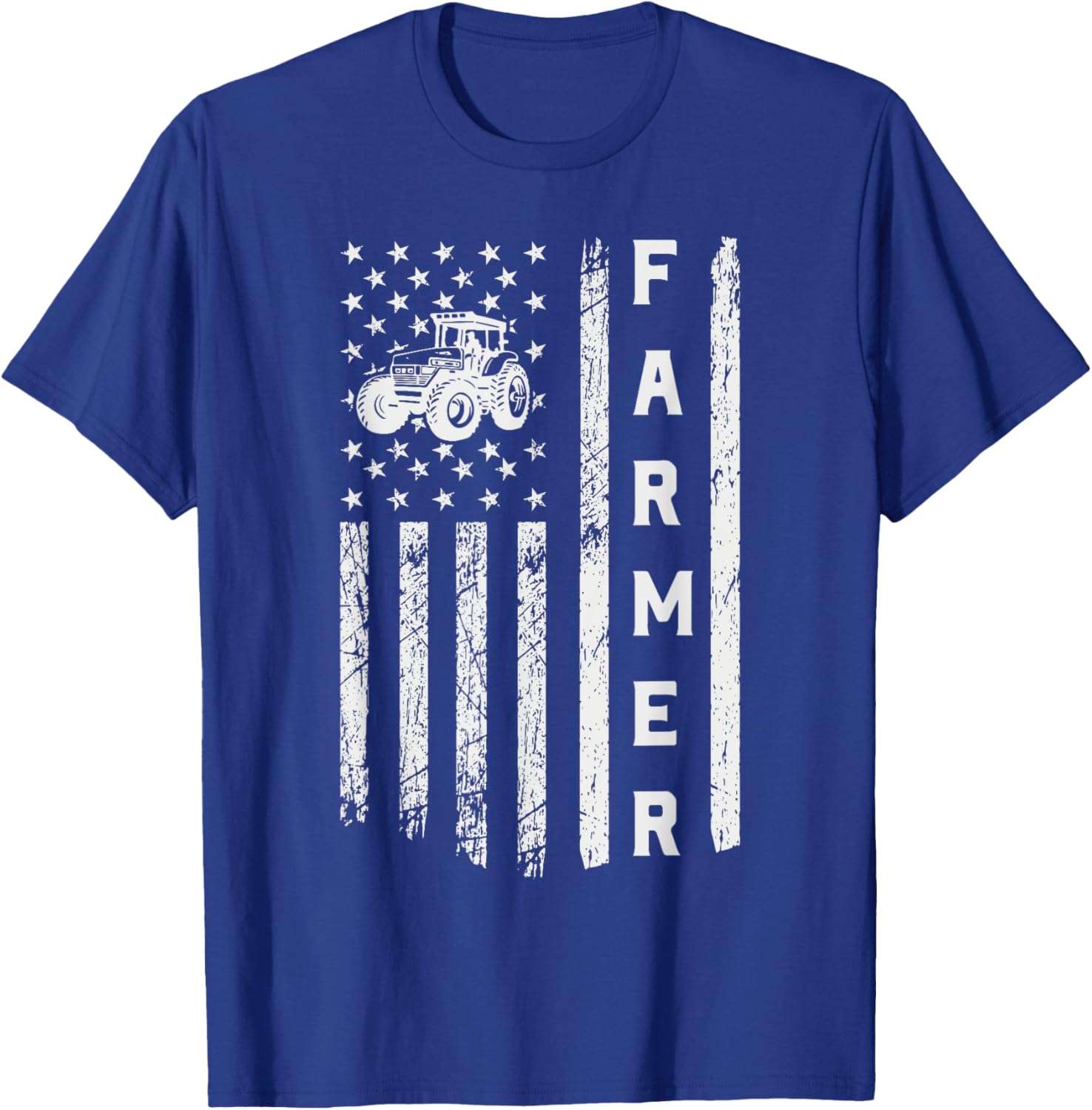 Flag With Tractor Patriotic Farmer Kids Men T-Shirt - T-Shirt | Royal