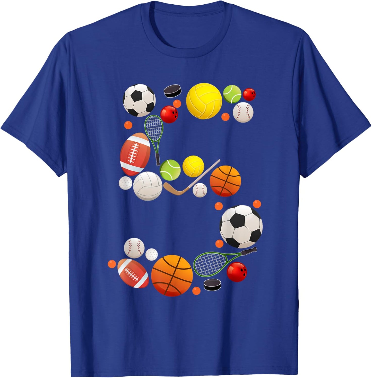 Kids Sports Birthday Shirt 5 Years Old 5th Birthday Boy T-Shirt - T-Shirt | Royal