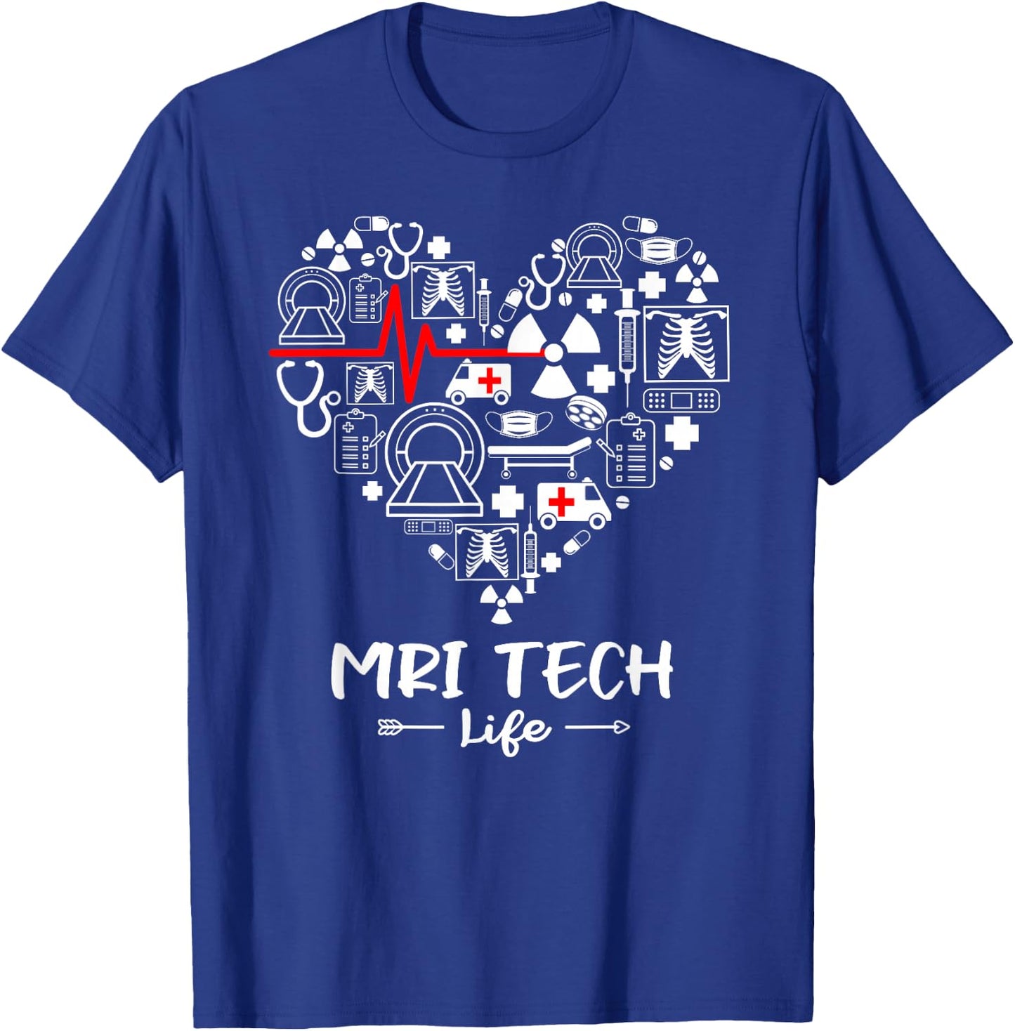 MRI Tech Life Heart Funny Technologist T-Shirt - T-Shirt | Royal