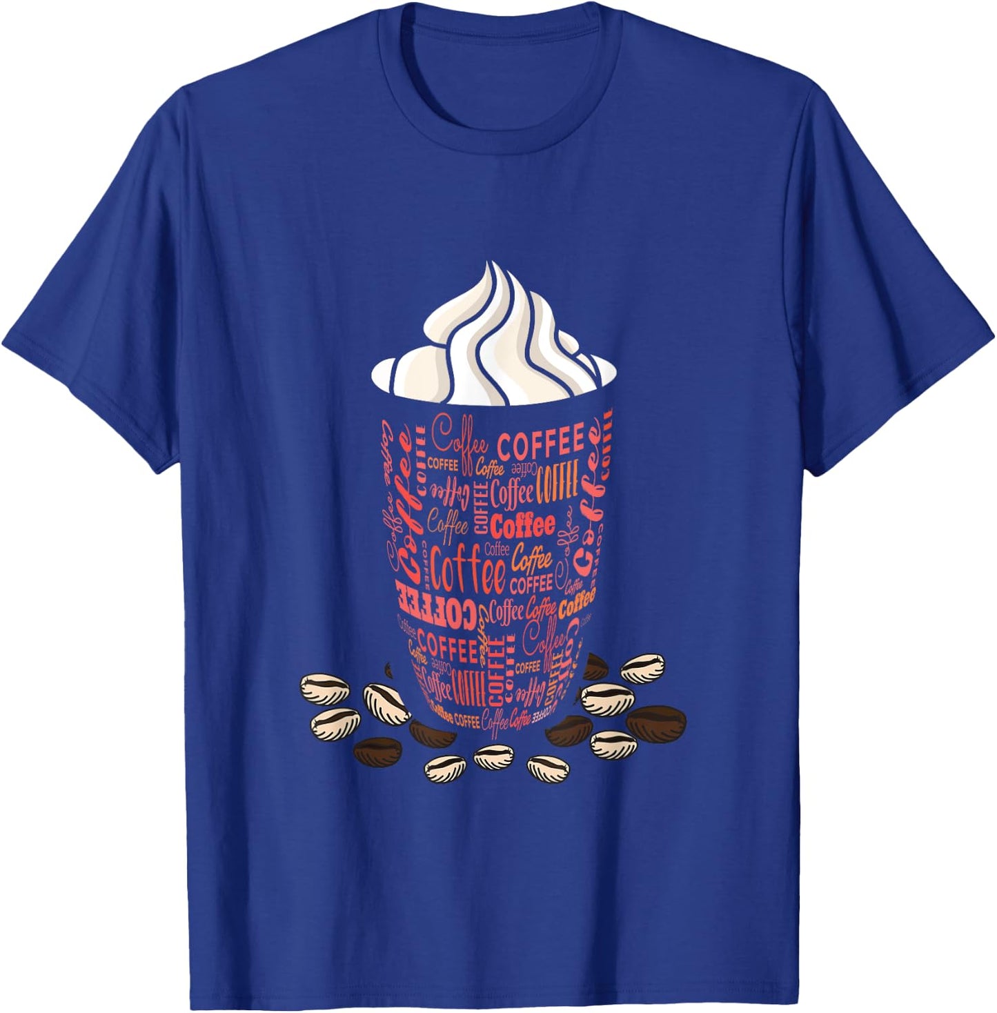 Coffee Bean Funky Whipped Cream Iced Coffee Lover Coffee Cup T-Shirt - T-Shirt | Royal