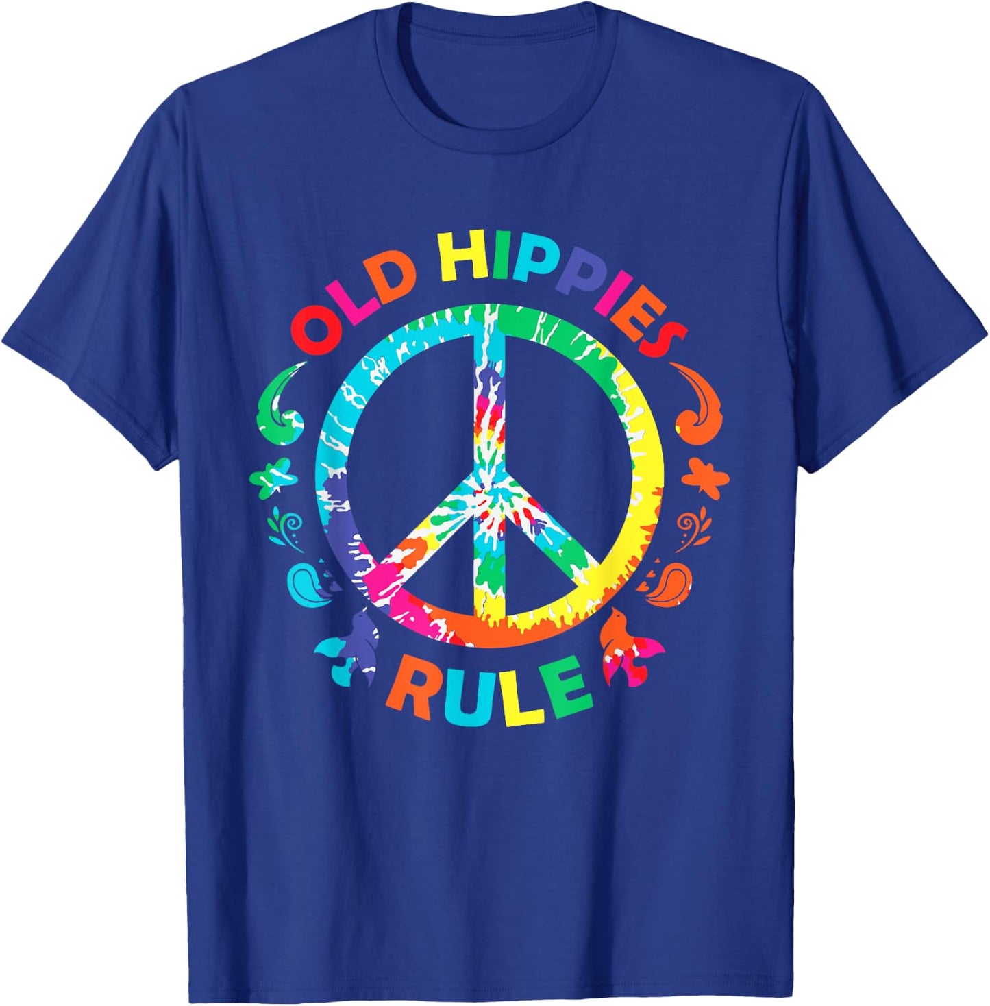 Old Hippies Rule Hippie Vintage Retro Costume Hippy Gift T-Shirt - T-Shirt | Royal