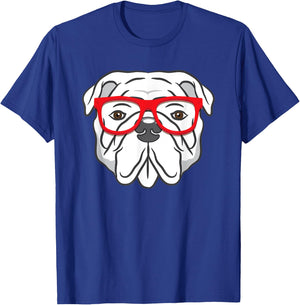 English Bulldog Red Glasses Women T-Shirt - T-Shirt | Royal