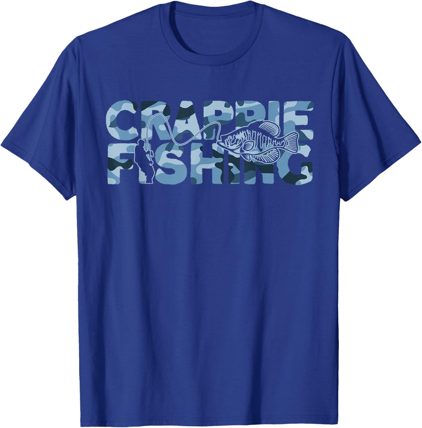 Crappie Fisherman Blue Camouflage Crappie Fishing T-Shirt - T-Shirt | Royal