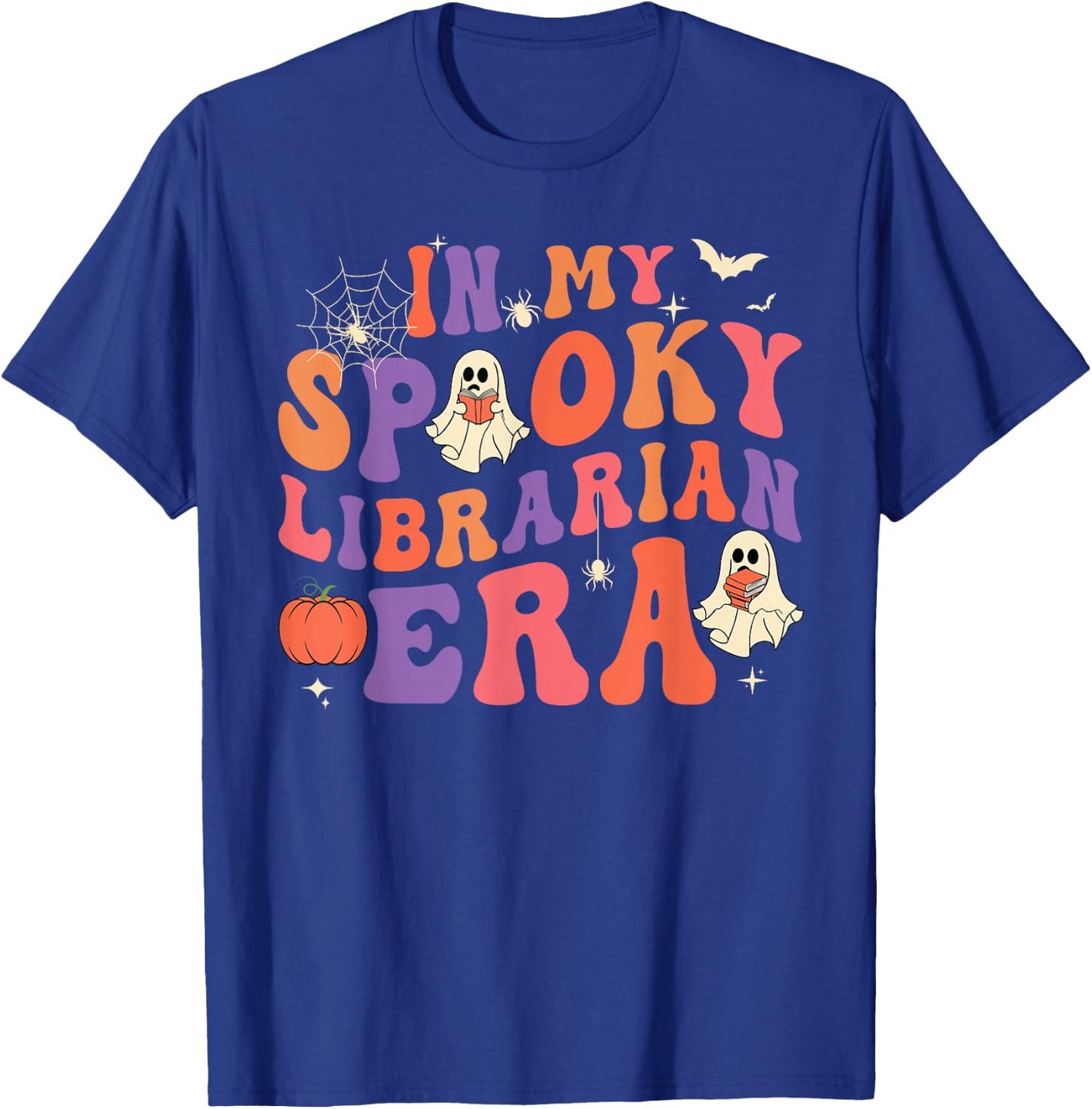 In My Spooky Librarian Era Retro Ghost Halloween Teachers T-Shirt - T-Shirt | Royal