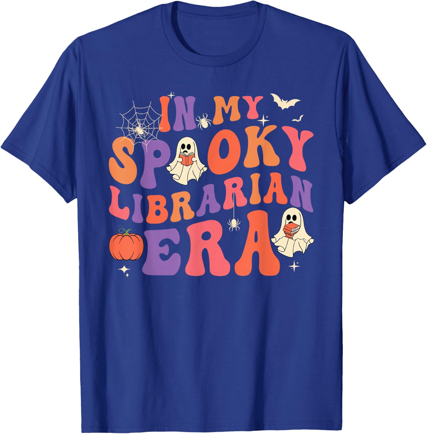 In My Spooky Librarian Era Retro Ghost Halloween Teachers T-Shirt - T-Shirt | Royal