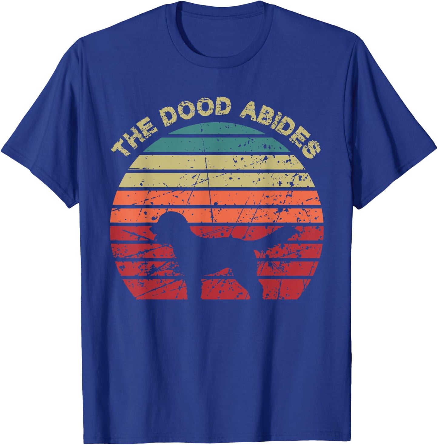 Rooks Artworks Paws - The Dood Abides - Labradoodle Goldendoodle Vintage Retro Adult - Black - Short Sleeve - Classic Fit - Retro Vintage Design - Casual, Everyday, Birthdays T-Shirt - T-Shirt | Royal
