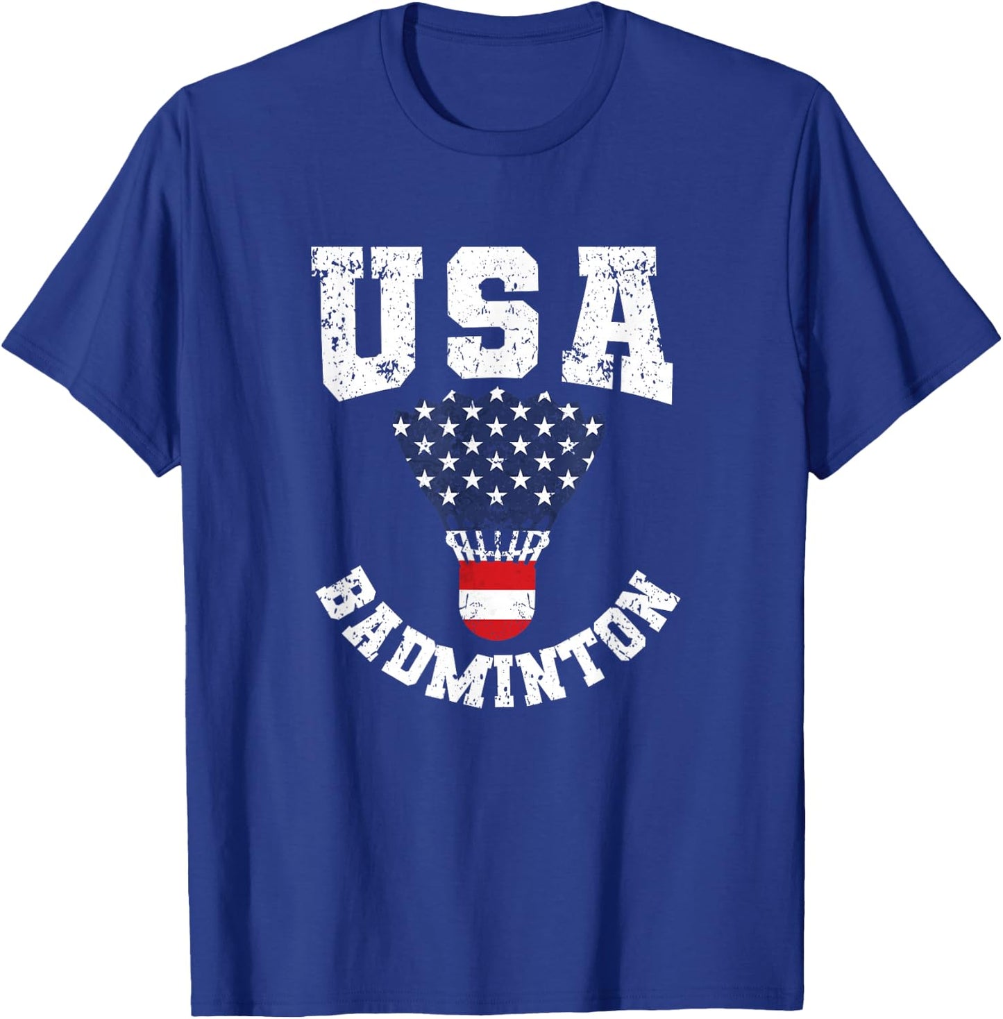 Shuttlecock Red White Blue 4th July Patriotic USA Badminton T-Shirt - T-Shirt | Royal
