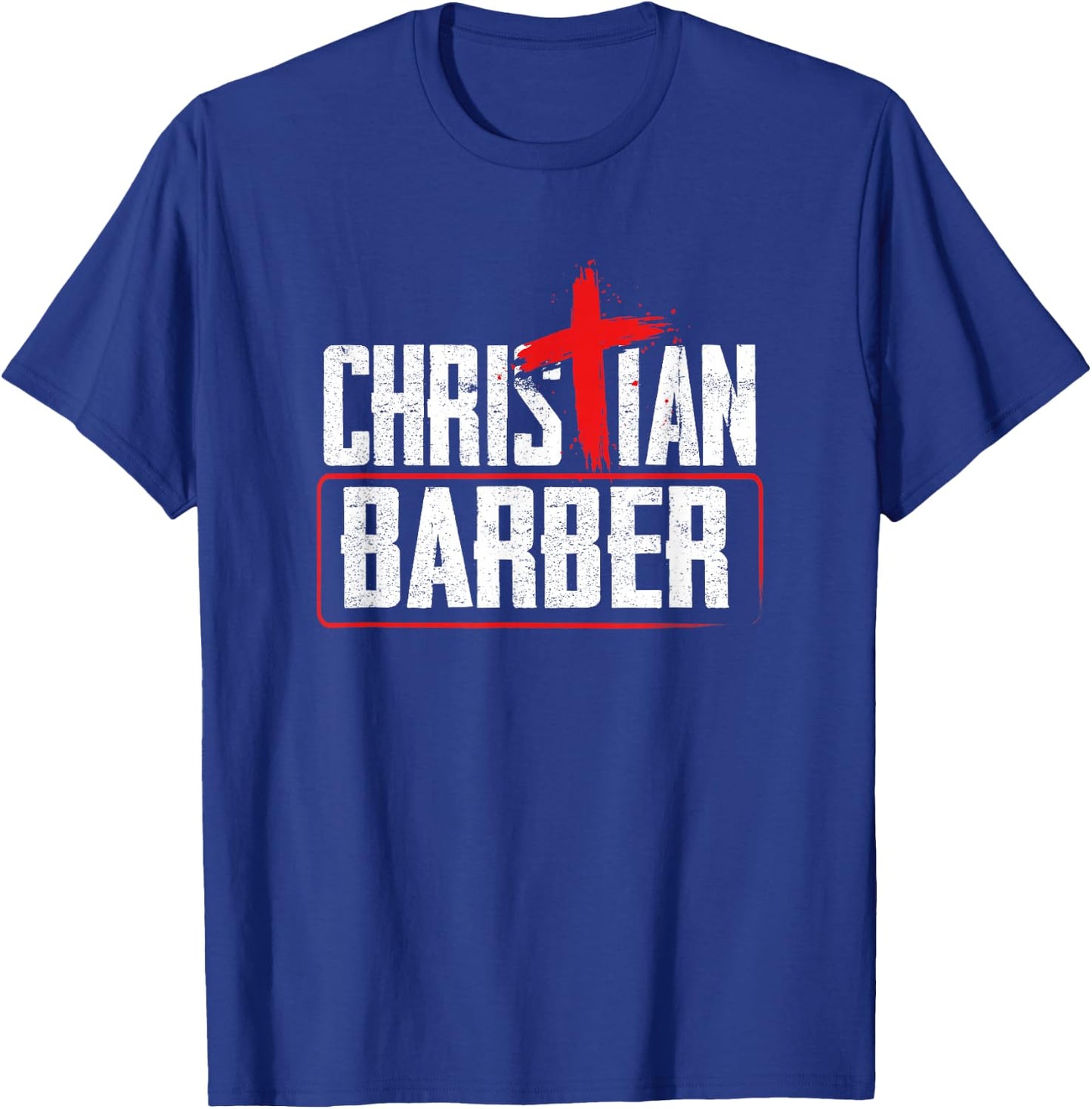 Barber Shop Humor Inspirational Cross Christian Barber T-Shirt - T-Shirt | Royal