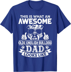 Awesome Olde English Bulldog Dad Looks Like Vintage Retro Men Women Girls Kids T-Shirt - T-Shirt | Royal