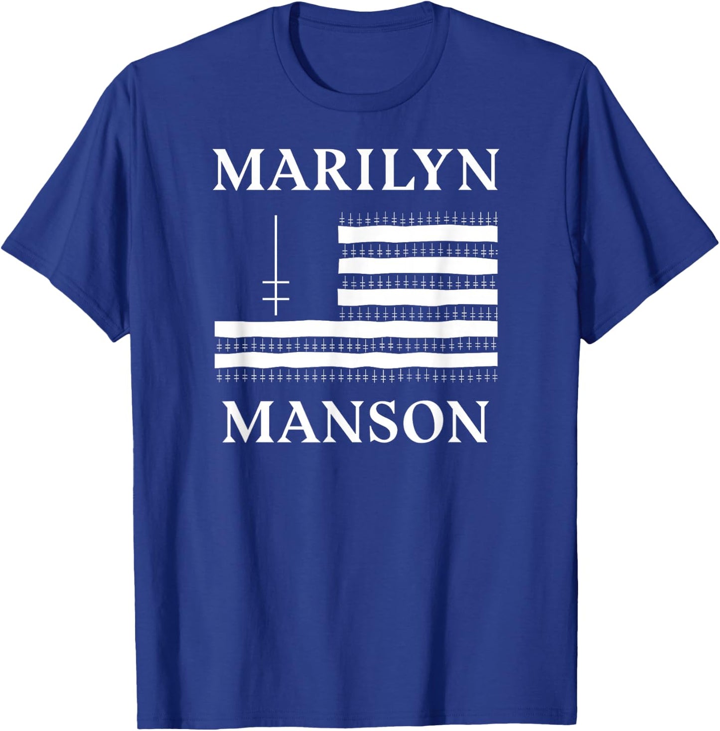 Marilyn Manson – Flag and Logo T-Shirt - T-Shirt | Royal