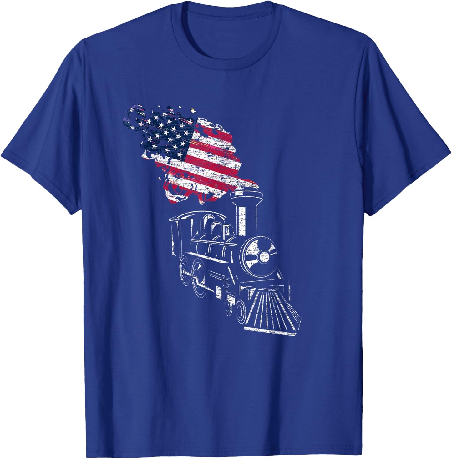 Locomotive US Flag Railroad Model Train Patriotic Train Women Girls Kids Men T-Shirt - T-Shirt | Royal