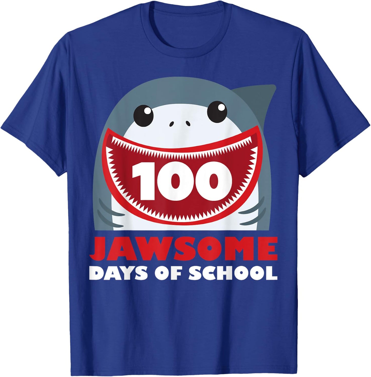Jawsome Shark 100 Days Of School Shirt Teacher Boy Girl Gift T-Shirt - T-Shirt | Royal