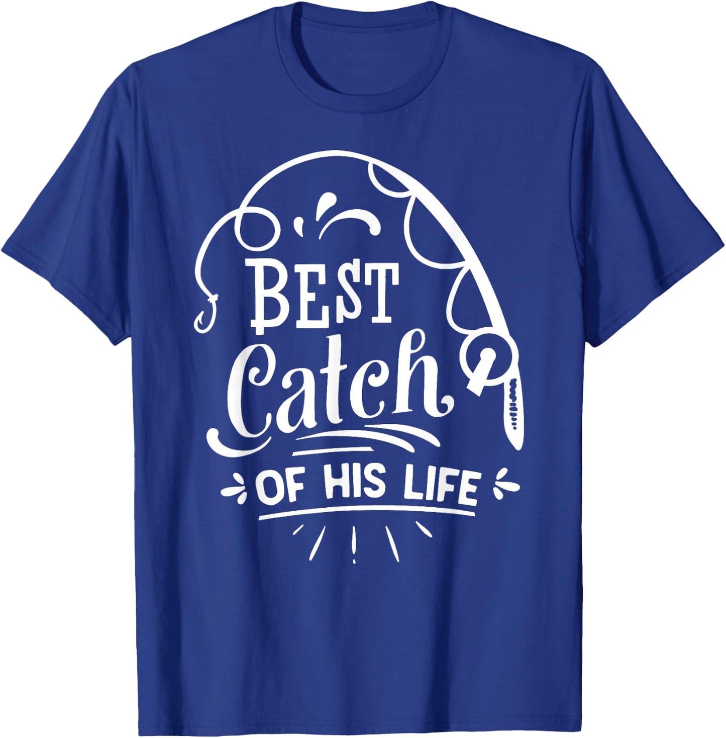 Best Catch One Lucky Fisherman Matching Couples Fishing T-Shirt - T-Shirt | Royal