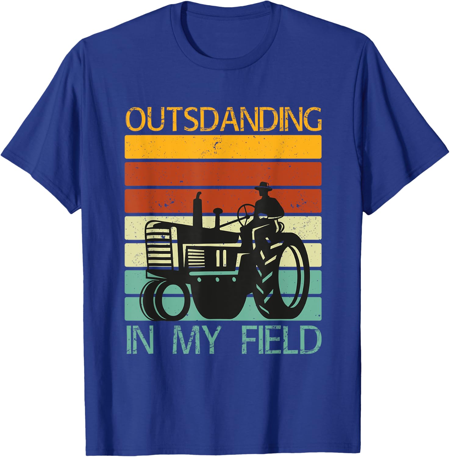 Funny Puns Outstanding in My Field Farms Tractors T-Shirt - T-Shirt | Royal