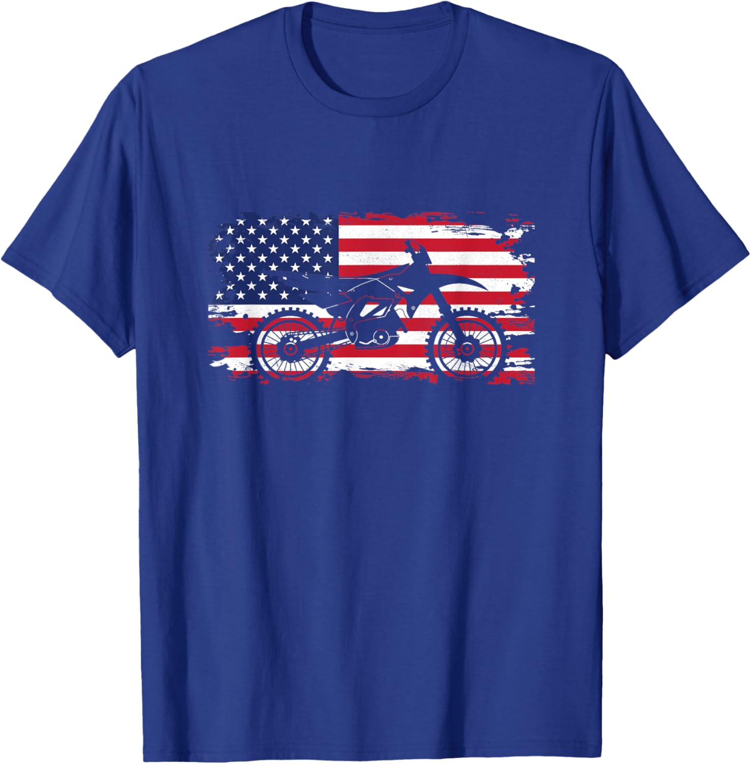 American Flag Motocross Apparel - Motocross Dirt Bike T-Shirt - T-Shirt | Royal