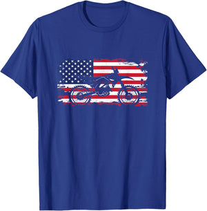 American Flag Motocross Apparel - Motocross Dirt Bike T-Shirt - T-Shirt | Royal