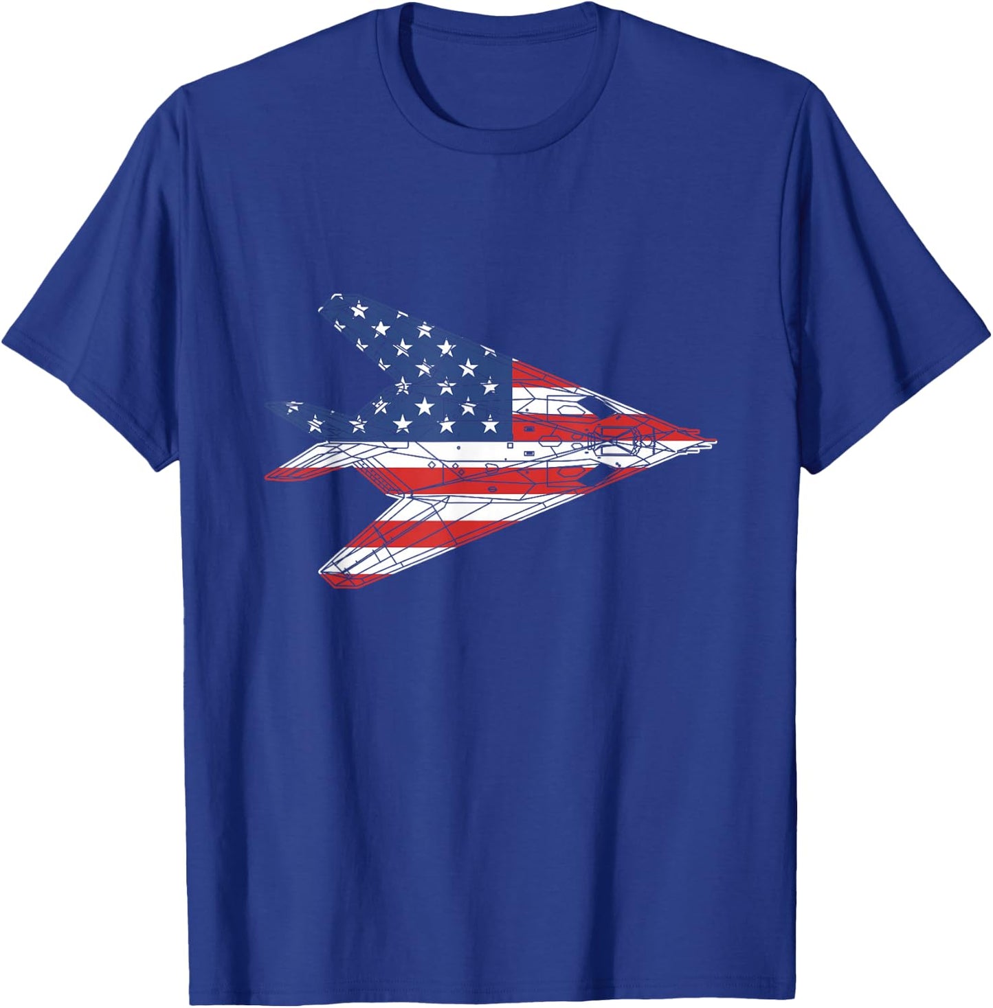 F-117 Stealth Nighthawk Aircraft American Flag F117 T-Shirt - T-Shirt | Royal