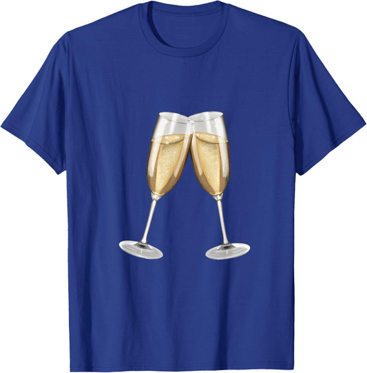 Sparkling Wine Glasses Toast (D010-0645B) T-Shirt - T-Shirt | Royal