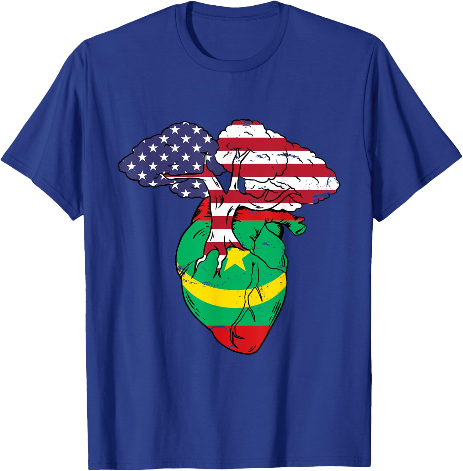 Mauritania Flag Mauritanian Mauritania Pride Heart T-Shirt - T-Shirt | Royal