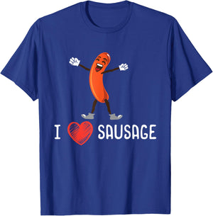 I Love Sausages Sausage King Hotdog Eater Meat Lover T-Shirt - T-Shirt | Royal