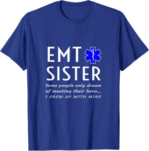 Proud EMT Sister Emergency Medical Technician Brother Phrase T-Shirt - T-Shirt | Royal