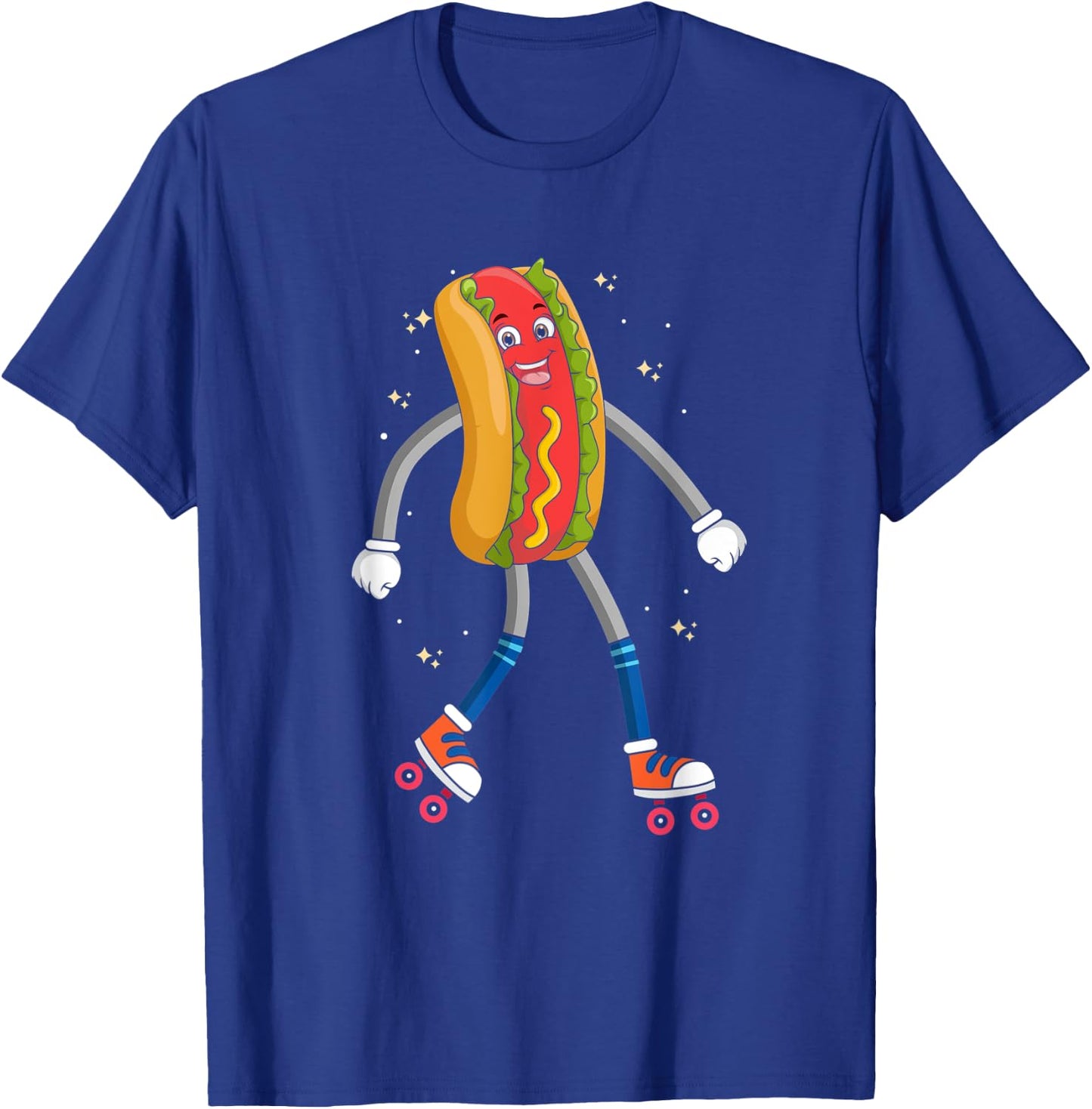 Hot Dog on Rollerskates, Roller Blades Skater Skating Hotdog T-Shirt - T-Shirt | Royal
