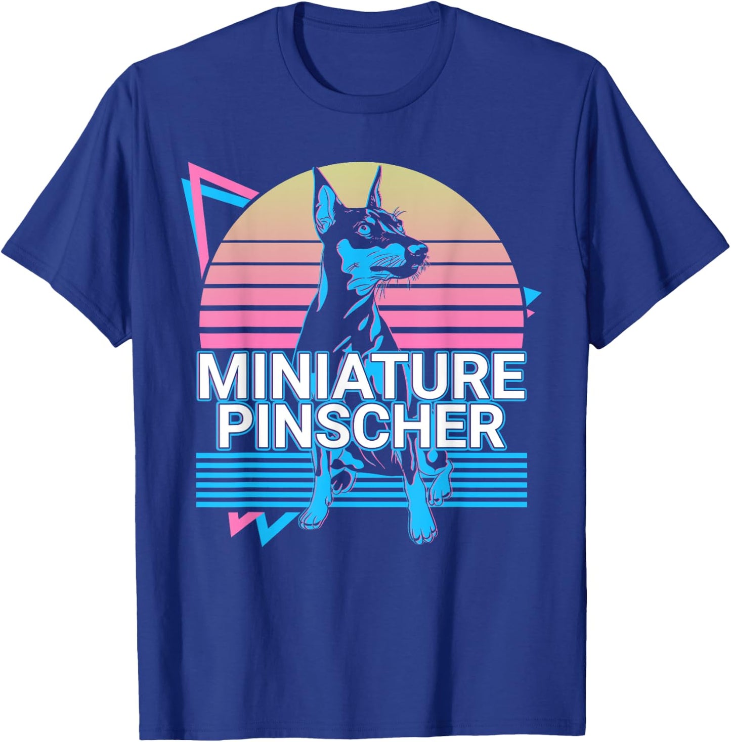 Miniature Pinscher Gifts Miniature Pinscher Retro Graphic Dog Fans Women's -Adults Classic Fit Black Short Sleeve Cotton Polyester T-Shirt - T-Shirt | Royal