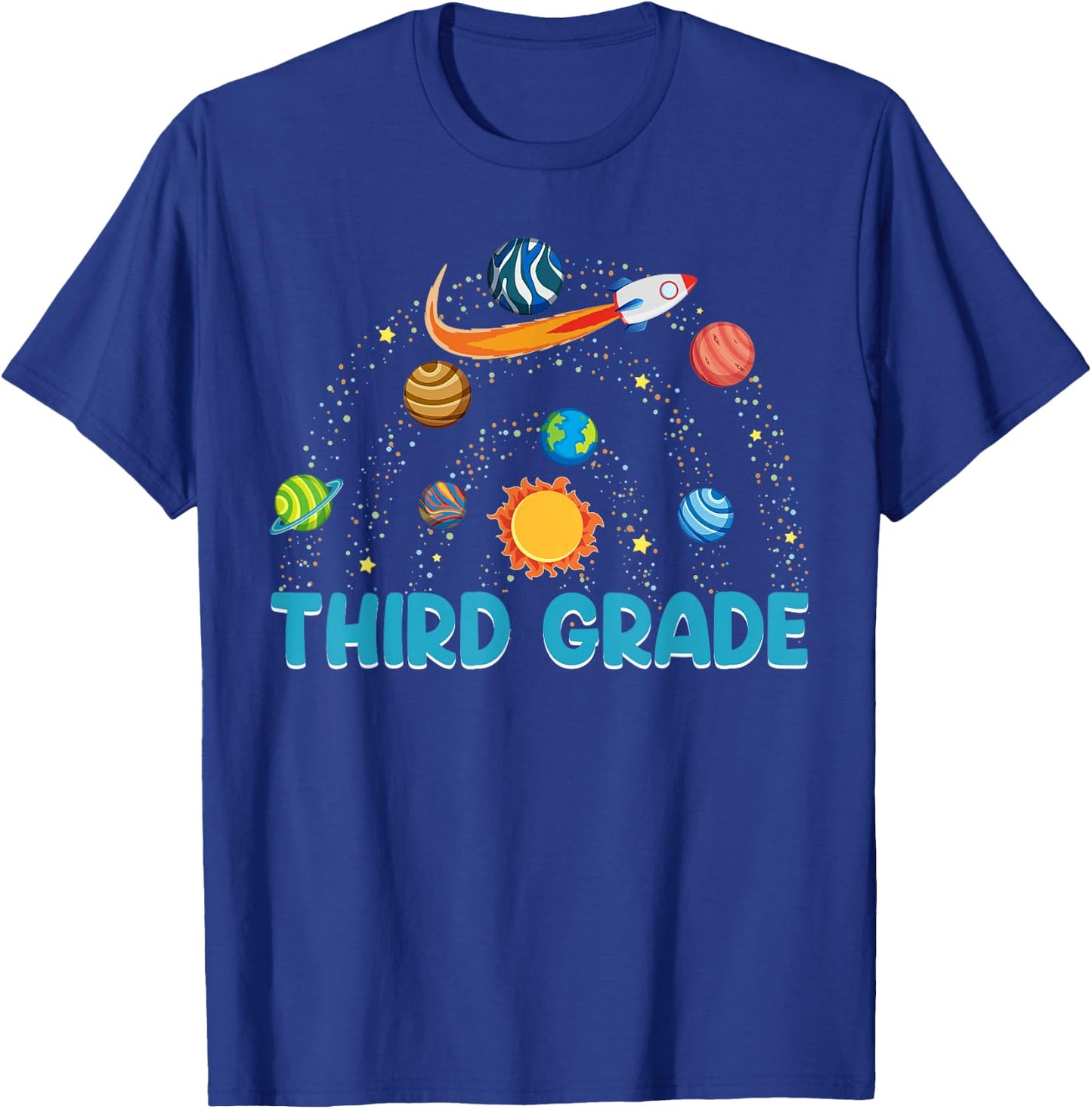 Third Grade Outer Space Solar System Planet Rainbow T-Shirt - T-Shirt | Royal