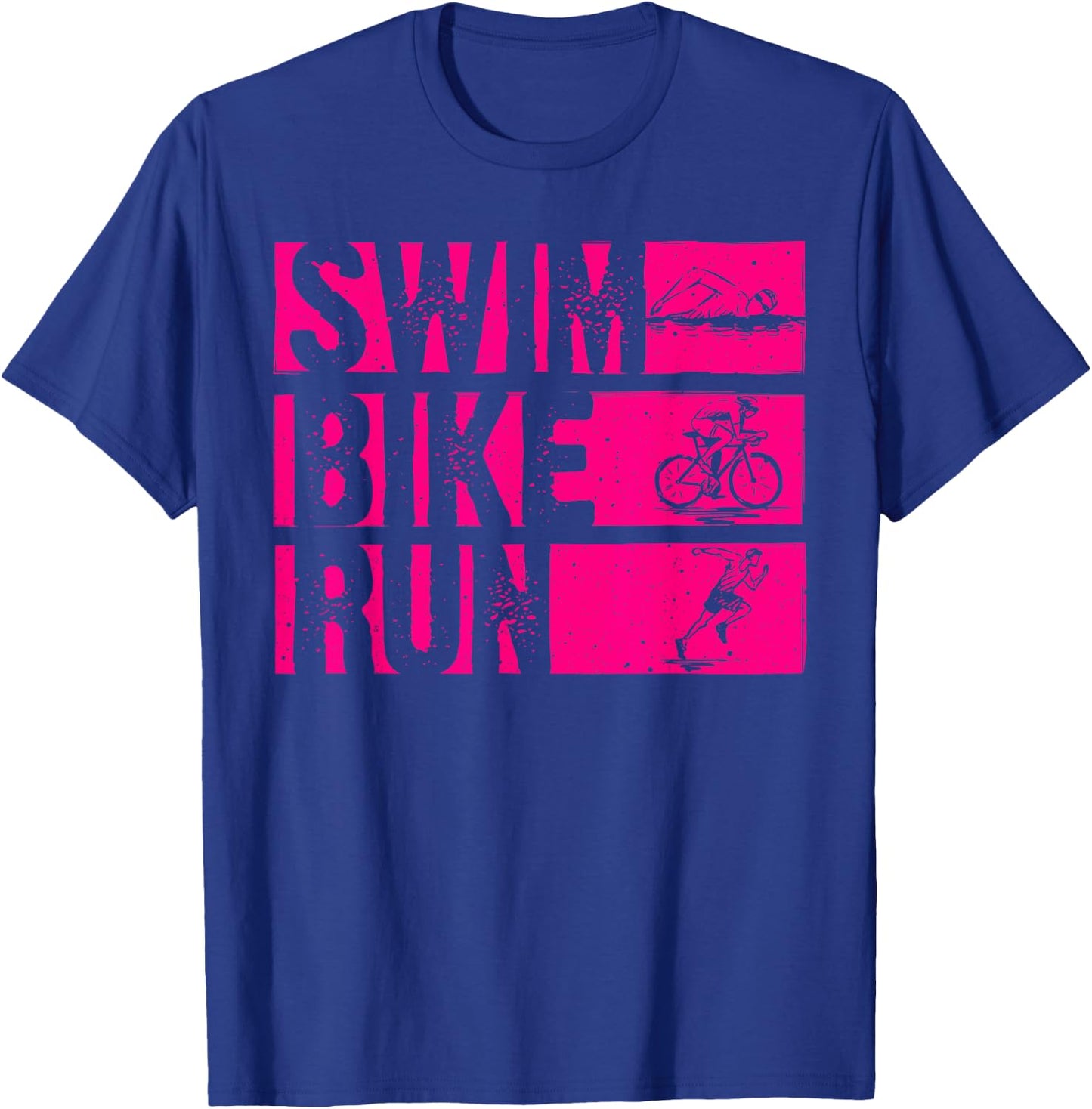 Funny Triathlon Swim Bike Run Design Men Women Triathletes T-Shirt - T-Shirt | Royal