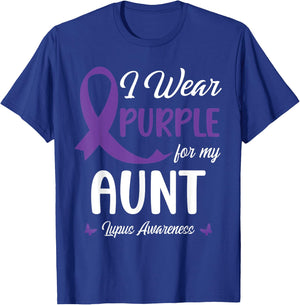I Wear Purple For My Aunt Lupus Awareness Warrior Support T-Shirt - T-Shirt | Royal