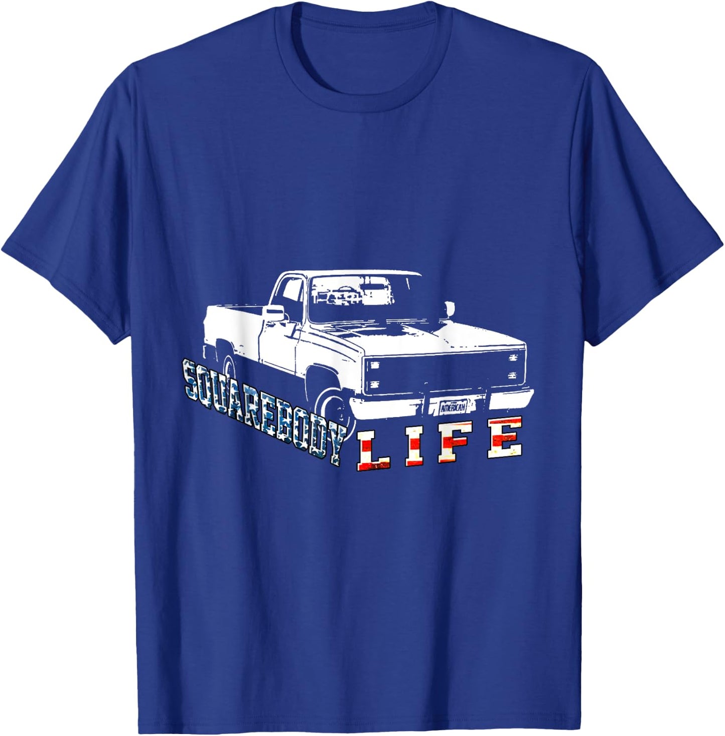 Squarebody American Flag Square Body Truck Girls Kids Men T-Shirt - T-Shirt | Royal