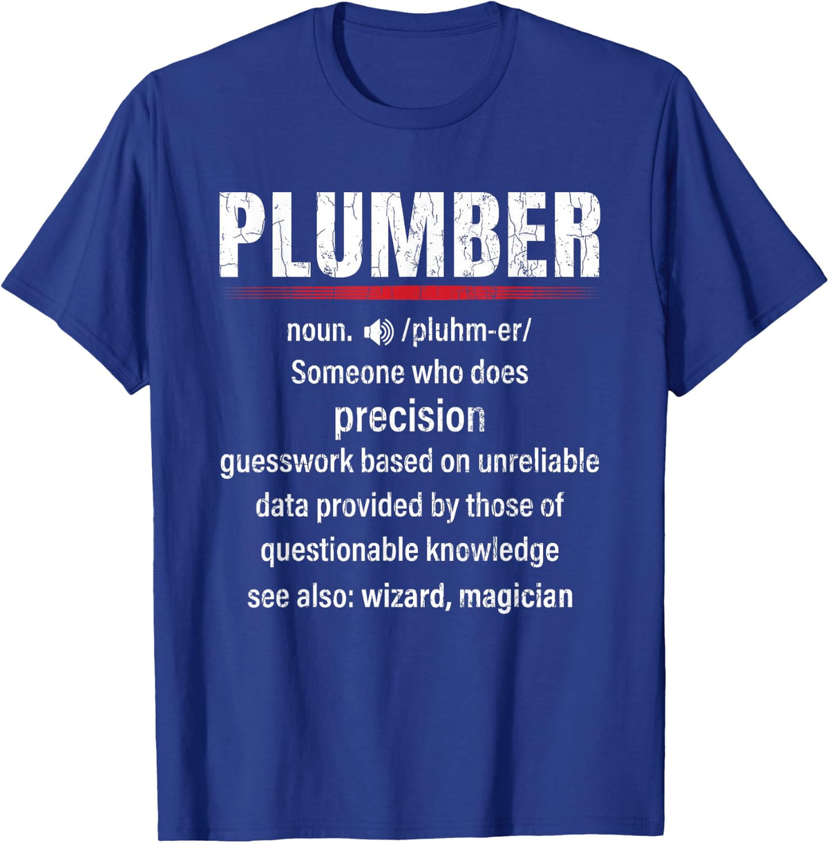 Funny Plumber Definition Graphic & More -Adults, -Kids Black Short Sleeve Small Classic Fit Plumber-Themed T-Shirt - T-Shirt | Royal